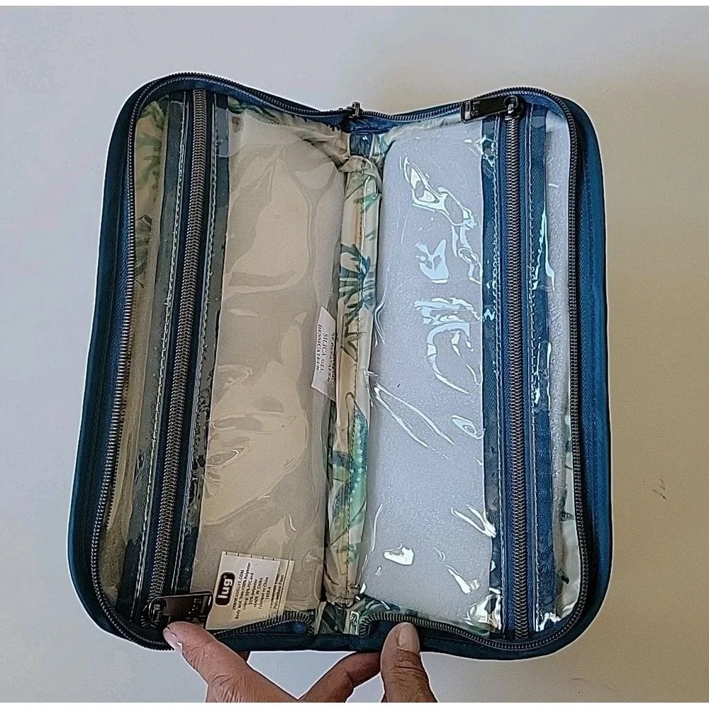 Lug Lay Flat Zip Cosmetic Case Teal Blue Make Up Minimalist Organization Travel
